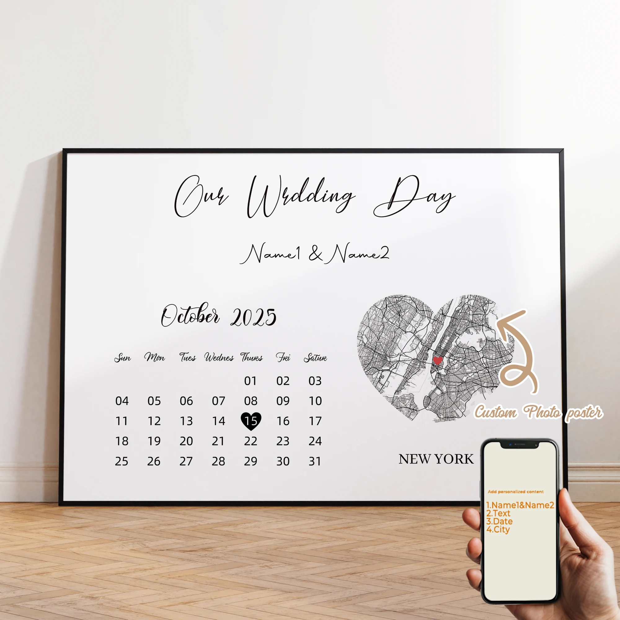 

Modern Customize Personalized City Map Name Date Love Wall Art Print Canvas Painting Poster Picture For Living Room Home Decor