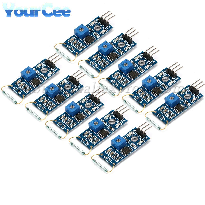 10pcs/1pc Reed Switch Magnetron Sensor Module NO Normally Open Reed Switch LM393 For Arduino DC3.3-5V