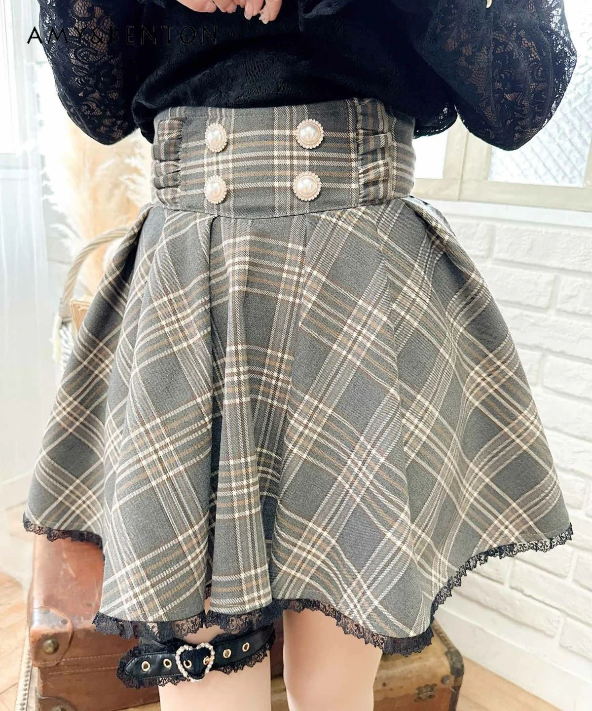 2024 Spring and Summer New Preppy Style Sweet Cute Mini Skirt Mine Series Lolita Lace Horn Skirt Women High Waist A-line Skirts