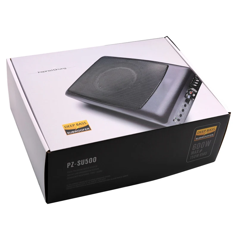 6.5 Inch 600W Max Deep Bass Under Seat Car Active Subwoofer 4 Ohm Slim Powered Audio Subwoofer for Car