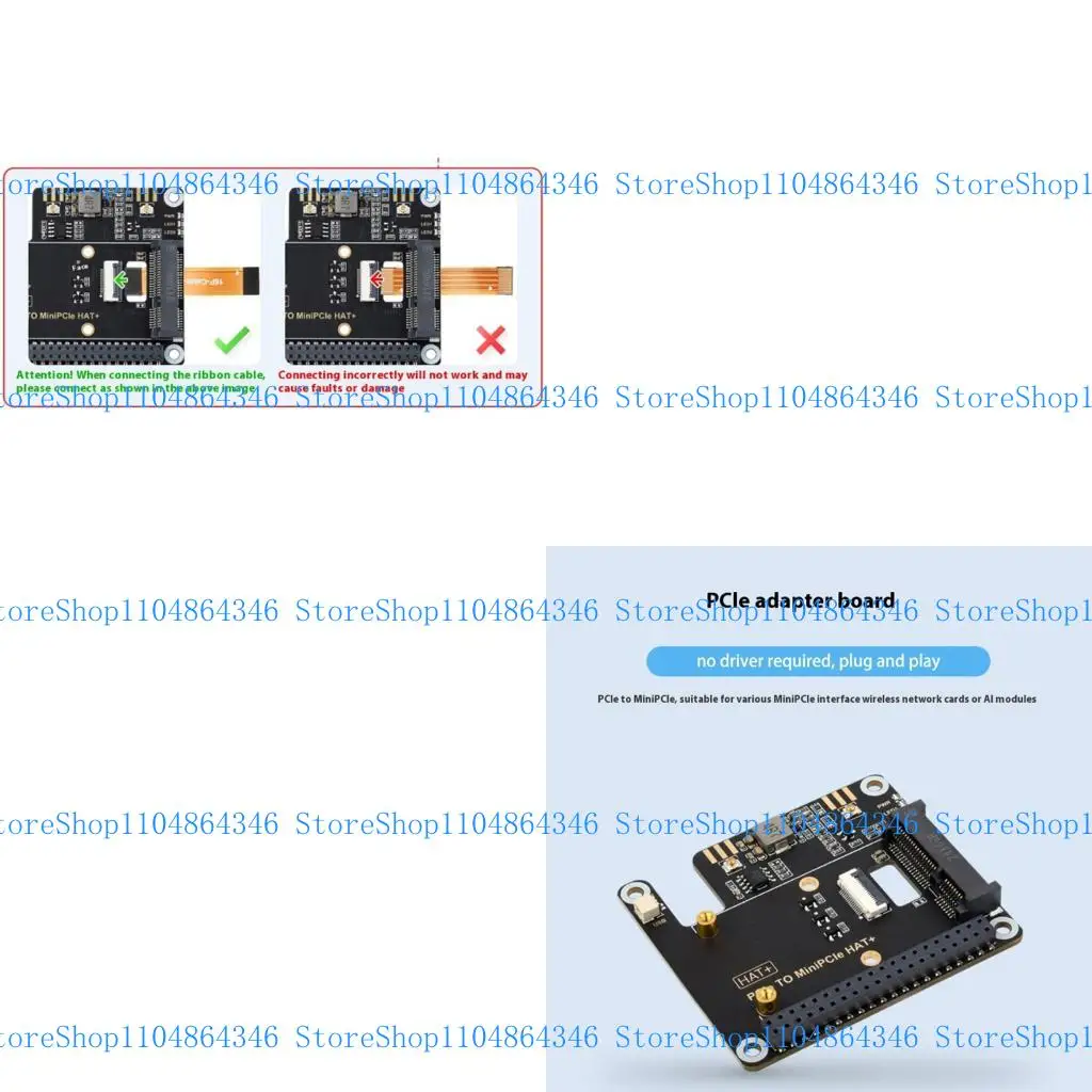 

5asd PCIE to Mini PCIe HAT+ Adapter Board Support USB Bluetooth-compatible Connection