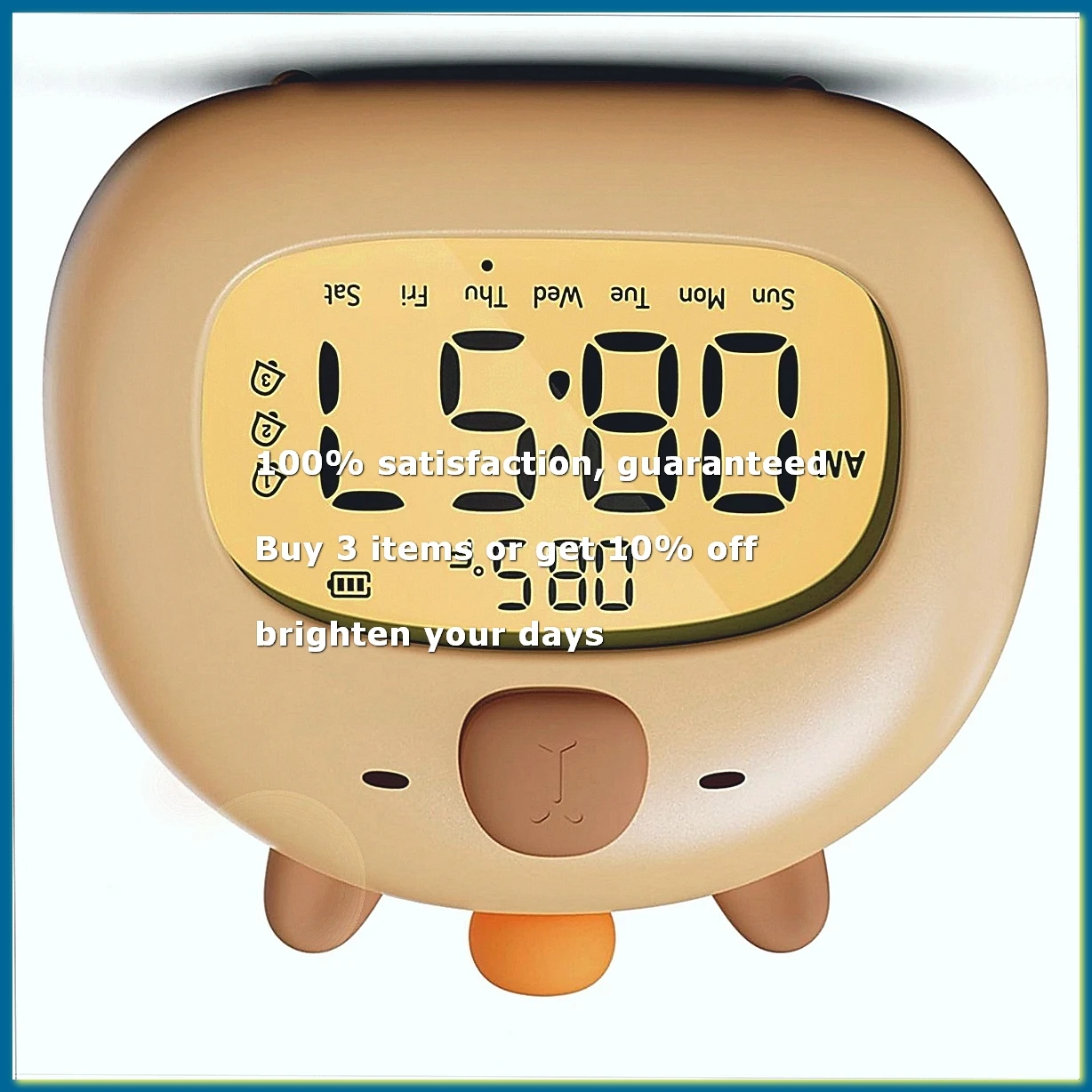 ●1PCS Capybara Alarm Clock for Kids, Ready to Rise Children'S Sleep Trainer,Cute Capybara Clock Dimming Night Light,A-A57M