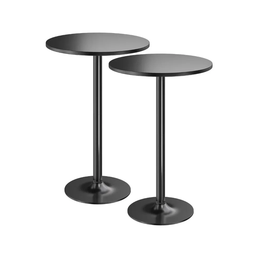 Tavern Bar 2 Pack Mesa de coquetel redonda com altura de barra Base de metal Mesa de obsidiana de bancada de MDF com pernas pretas 23,8" superior 39,5" de altura