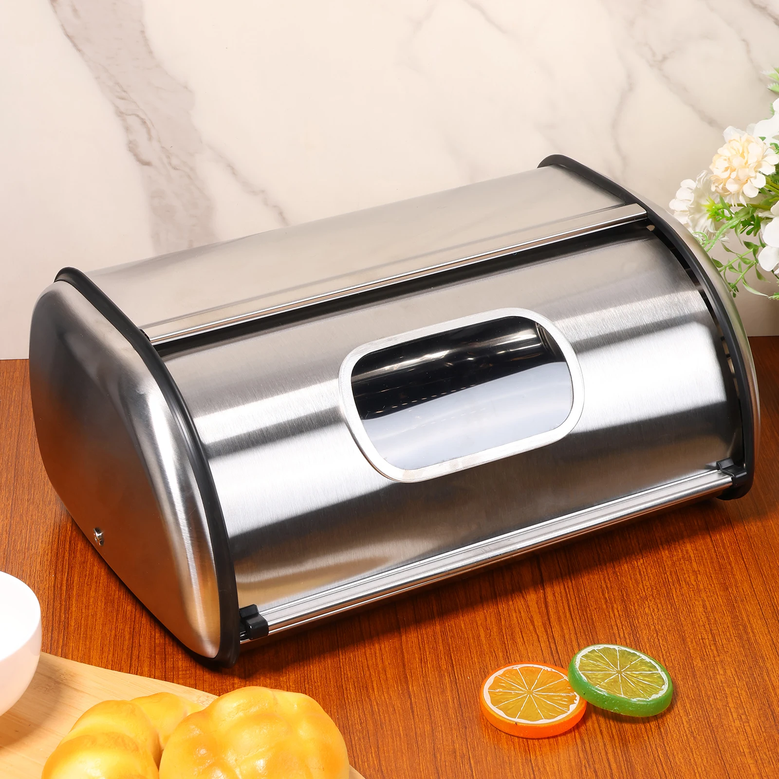 Bread Box Bamboo - Stainless Steel Bread Box Large Capacity