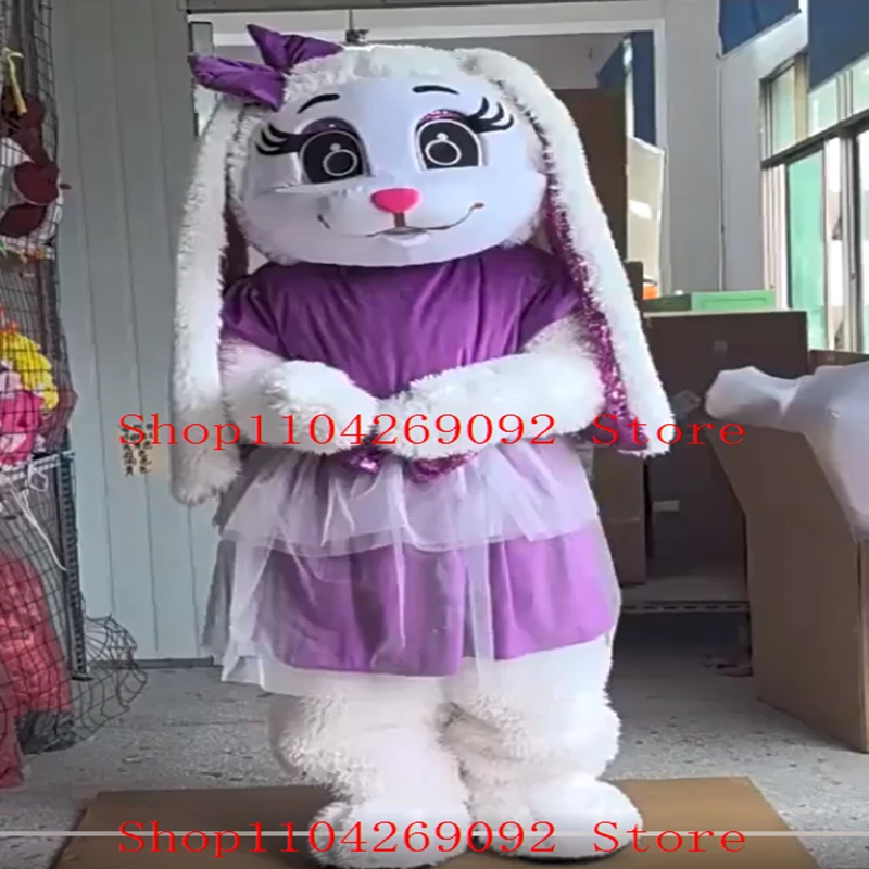 

Lovely Purple Bunnys Mascot Costume Cartoon Rabbit Mascotter Birthday Anime Cosplay Costumes Character Party Maskote Halloween