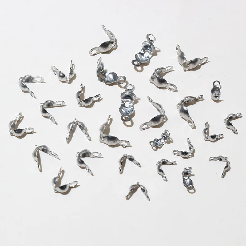 

200pcs Stainless Steel Connector Clasp Ball Chain Calotte End Crimps Beads Connector Components DIY Jewelry Making Accessories