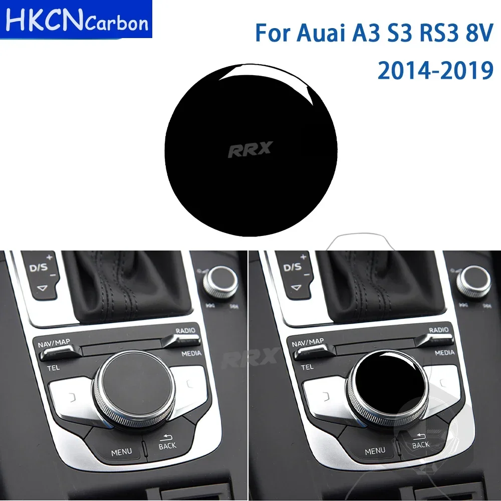 For Audi A3 S3 RS3 8V 2014 2015 2016 2017 2018 2019Car Accessories Interior Central Control Knob Cover Trim Sticker Piano Black