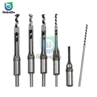 4Pcs HSS Twist Drill Bits Square Auger Mortising Chisel Drill Set Square Hole Woodworking Drill Tools Kit Set Extended Saw