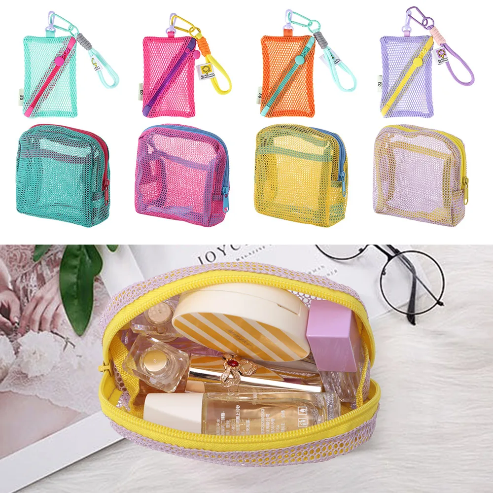 Fashion Dopamine Color Storage Bag Large Capacity Toiletry Mesh Cosmetic Bag Candy Color Coin Purse
