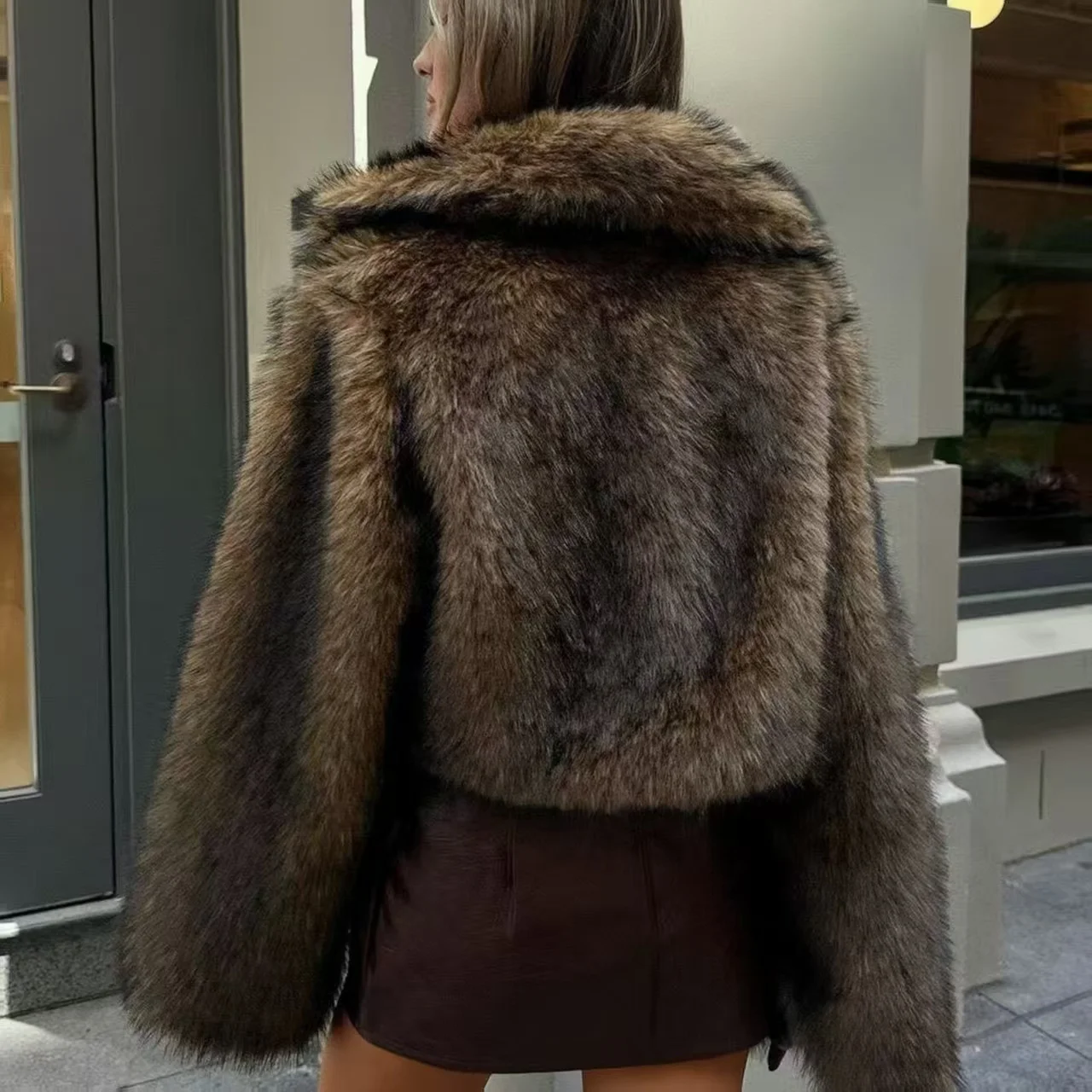 Faux Fox Fur Coats for Women,Turn-down Collar Jackets,Covered Butto Overcoat,Female Clothes,Thicken Warm,New ,Winter,2026