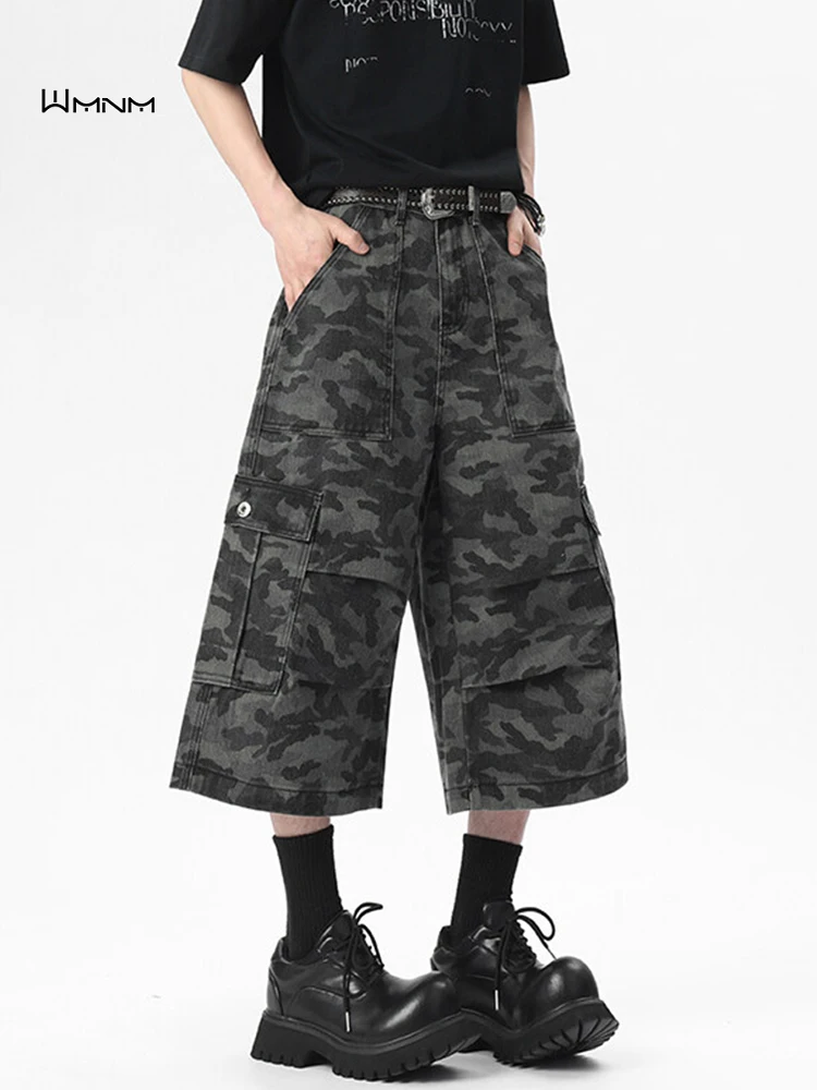 

Мужские свободные джинсы-брюки в стиле американского ретро, камуфляжные, летние, для активного отдыха, больших размеров, рабочие, с широкими штанинами