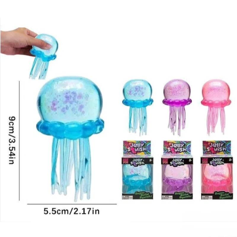 Jellyfish Cube Squish Toy Soft Jelly Squeeze Stress Relief Fidget Toy Sensory Adults Stress Anxiety Relief Stress Sensory Gift
