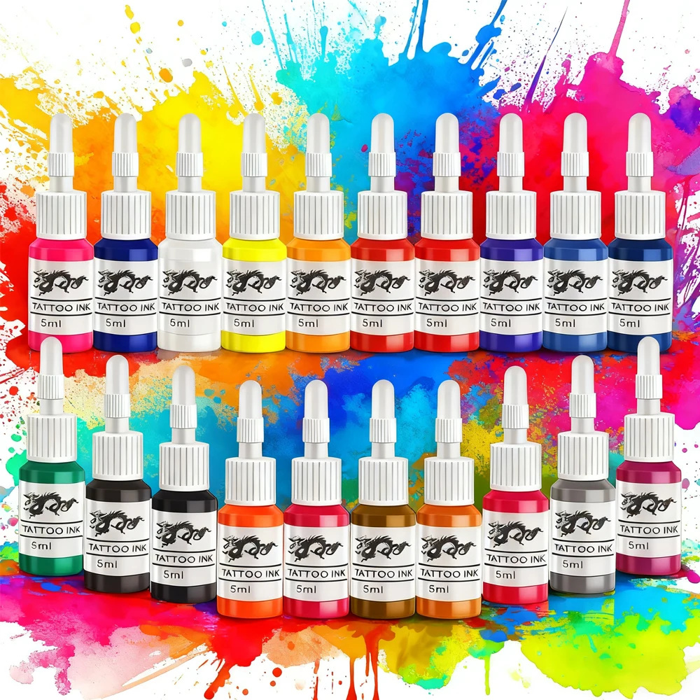 Tintas de tatuaje de 5ML, pigmento, juego de arte de tatuaje corporal, recubrimiento de belleza profesional, tatuaje de maquillaje, pigmento de planta Natural, tinta de tatuaje permanente