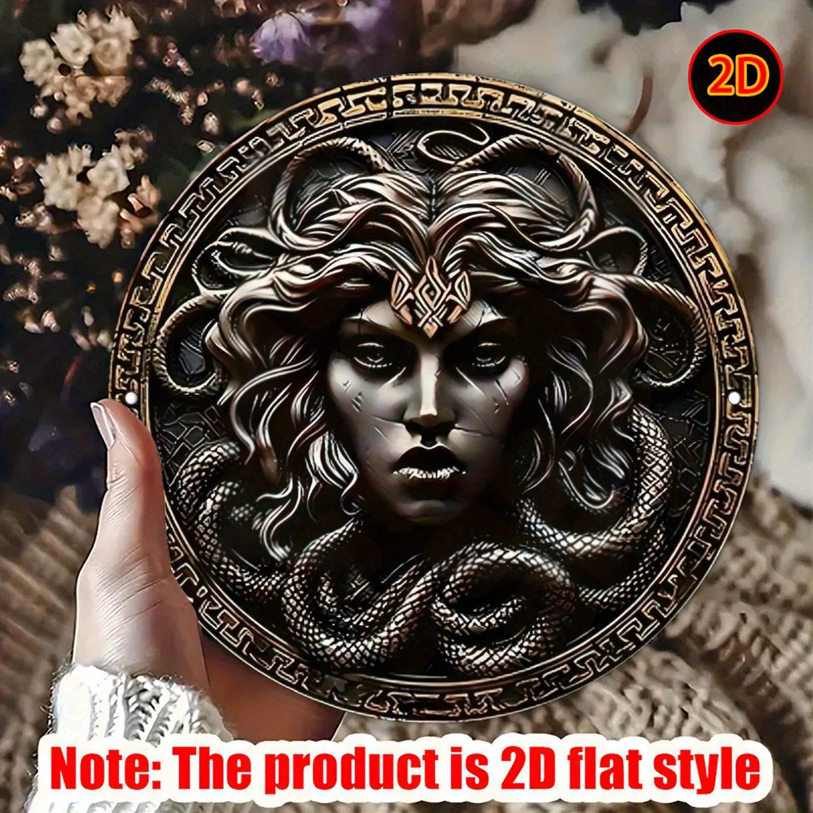 Medusa Metal Wall Art Round Aluminum Sign for Home Bar Outdoor Decor