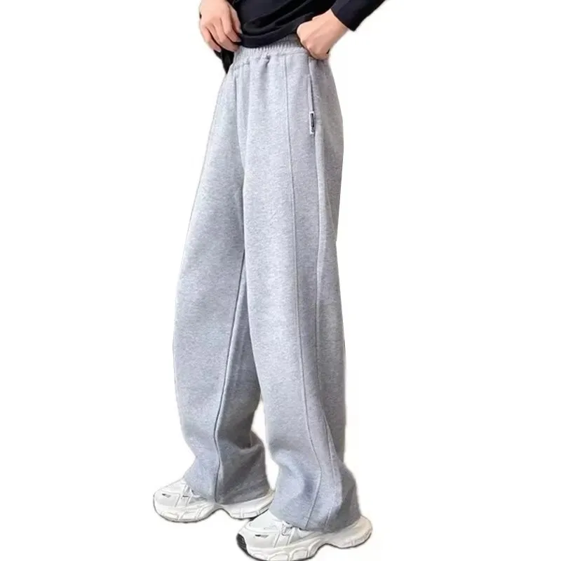 

School Child New Spring Sports Pants for Teen Girls Casual Straight Trousers Kids Sporty Loose Solid Color Sweatpants From 5-14Y