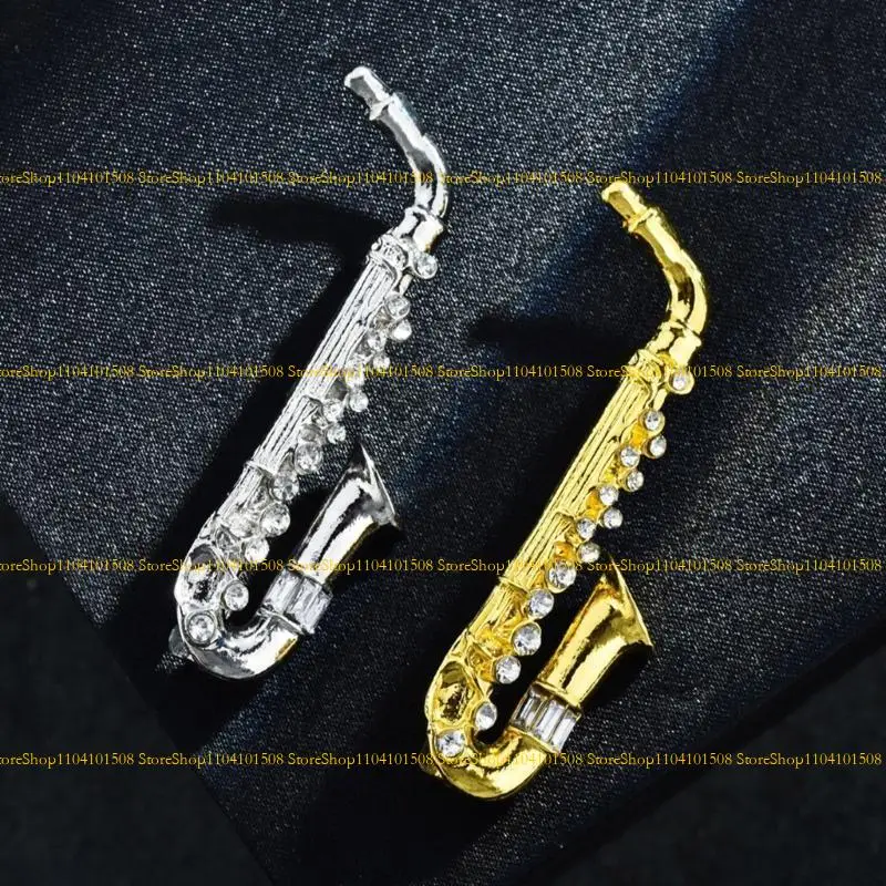 

15 -й элегантный саксофоновый штифт из воротника с стразами хрустальные аксессуар