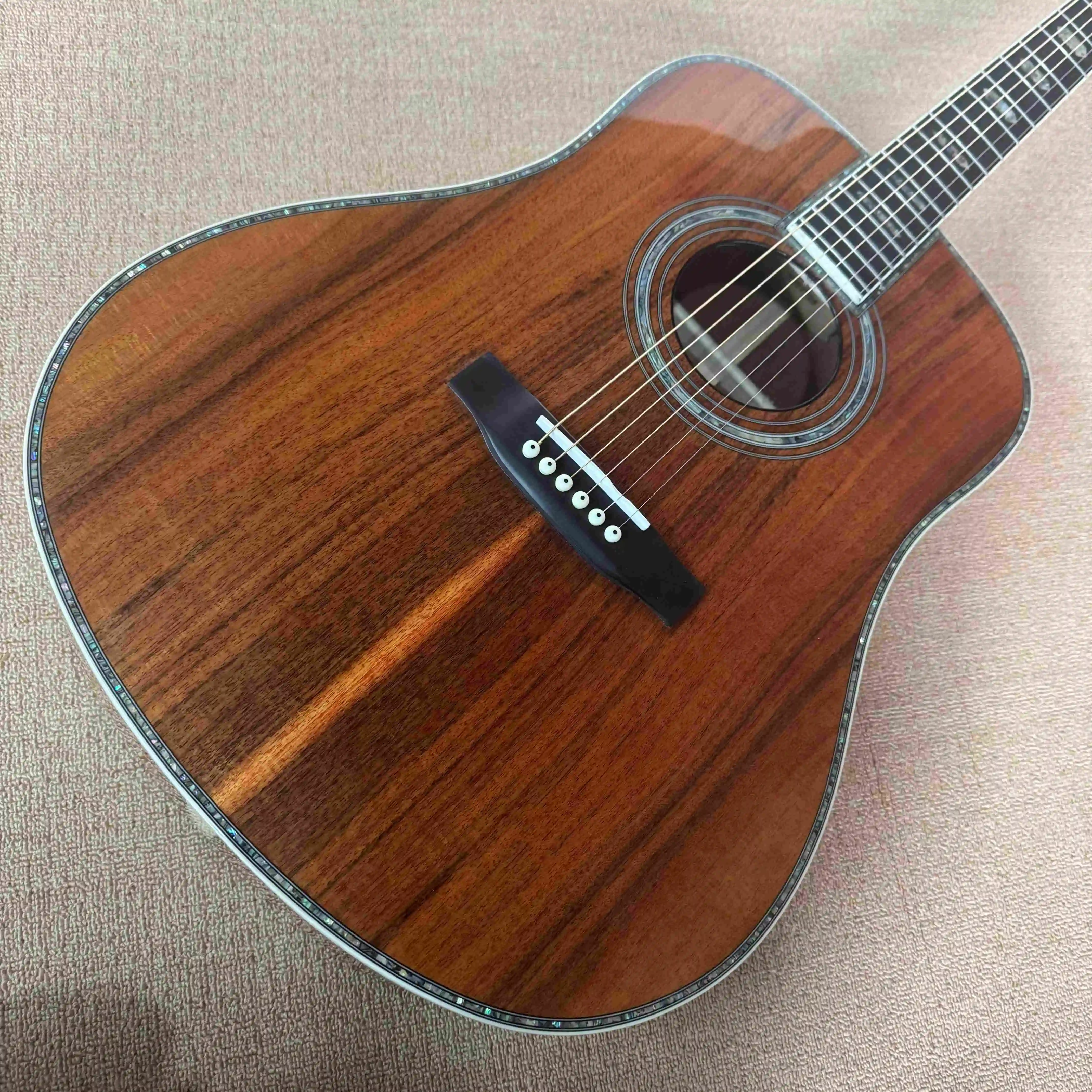 New Arrival Launch Brown D-45 Acoustic Guitar Ebony Fingerboard Nut Folk Style Suitable for Studio Recording