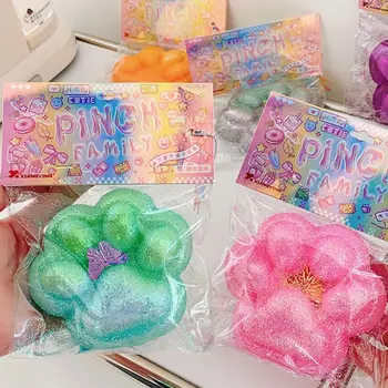 부드럽고 끈적끈적한 스트레스 해소 장난감, 짜기 고양이 발 장난감, 귀여운 스팽글, 큰 고양이 발 꼬집기, 감압 장난감, 어린이 성인 선물