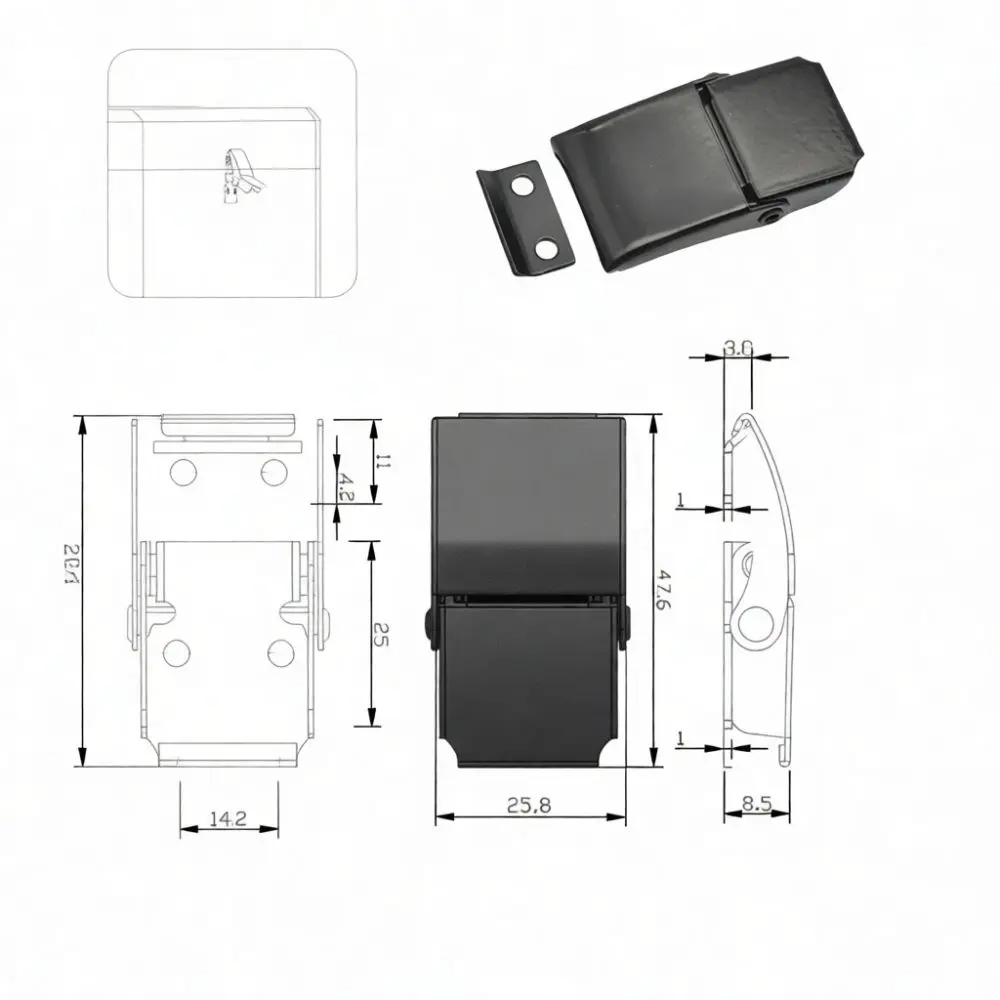 High Strength Carbon Steel Toggle Fastener Black Plated Latch For Smoke Purifier Industrial Box Hardware Accessory