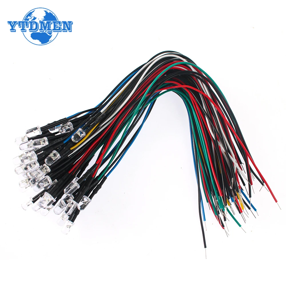 20/50 قطعة 5 مللي متر LED 12 فولت ضوء 20 سنتيمتر قبل السلكية أبيض أحمر أخضر أزرق أصفر ديود مصباح الديكور الثنائيات الباعثة للضوء قبل البائع #2