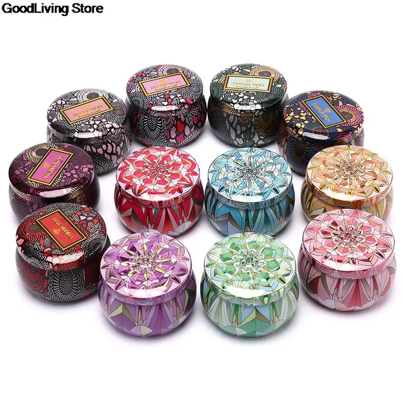 1PC Mini Tin Box Gift Jewelry Tin Box Cookie Candy Tea Storage Round Drum Tinplate Empty Box Drawer Organizer Candy Box Tea Cans