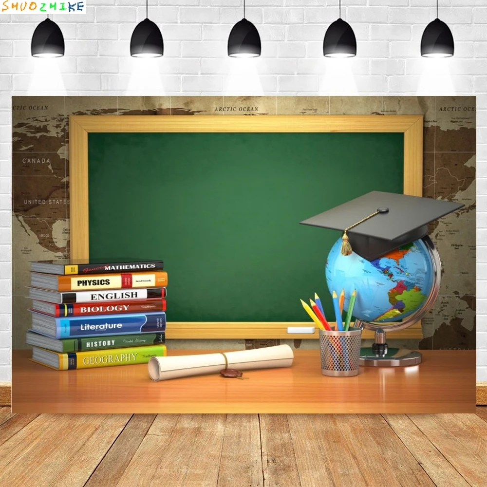مرحبًا بكم في العودة إلى المدرسة التصوير الفوتوغرافي خلفية السبورة للأطفال حفلة المدرسة حافلة قلم رصاص السبورة صورة خلفية كابينة تصوير #6