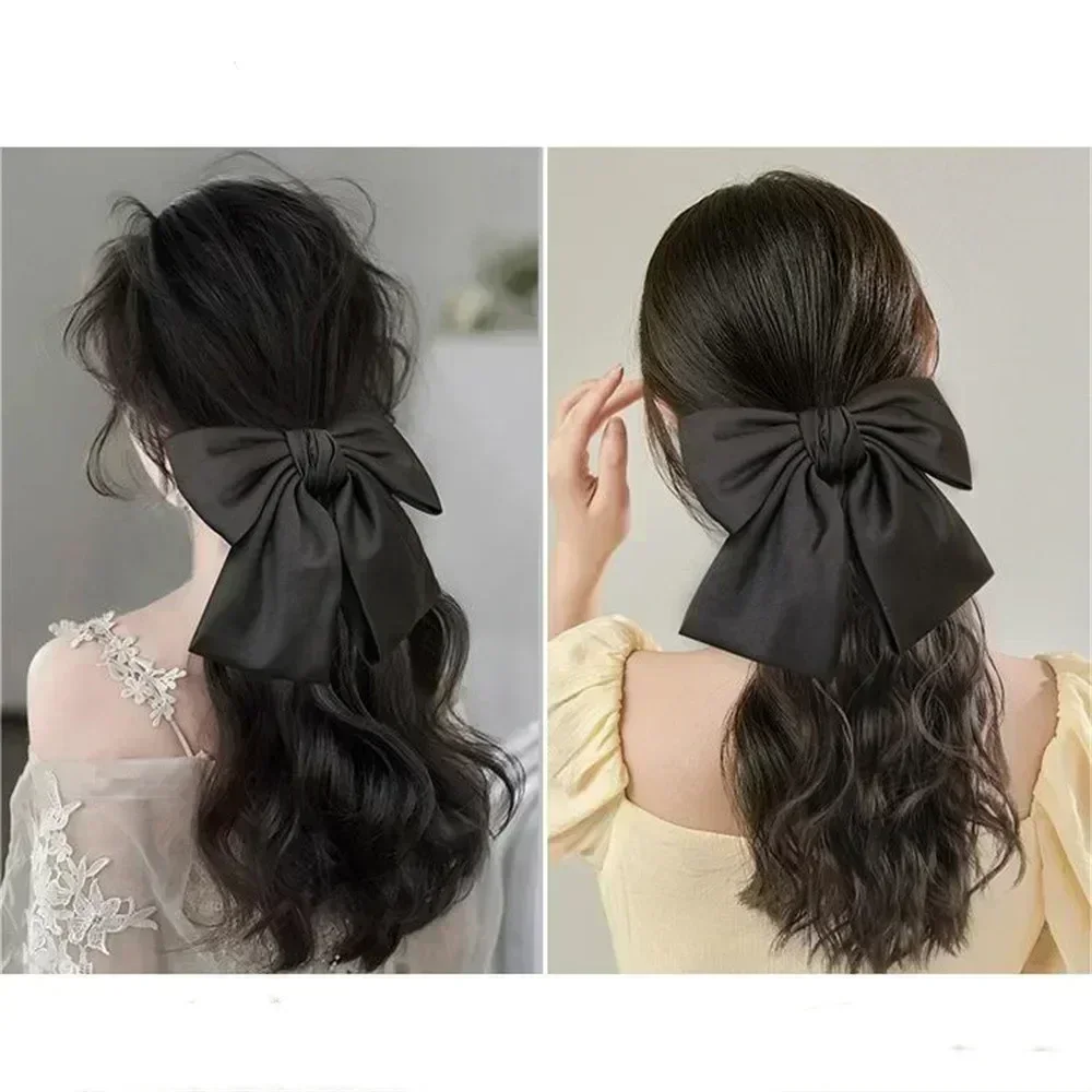 Ponytail Synthetic Wig Long Curly Hair Clip Simulated Transmission Sweet Bow Low Braid