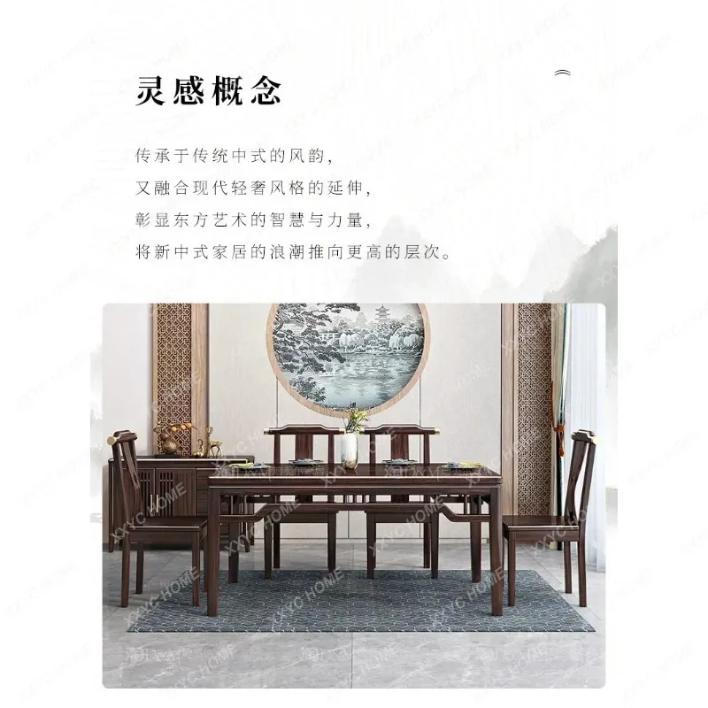 XXNew Chinese Style Solid Wood Purple Gold Ebony Dining Tables And Chairs Set Immortal Table Household Dining Table