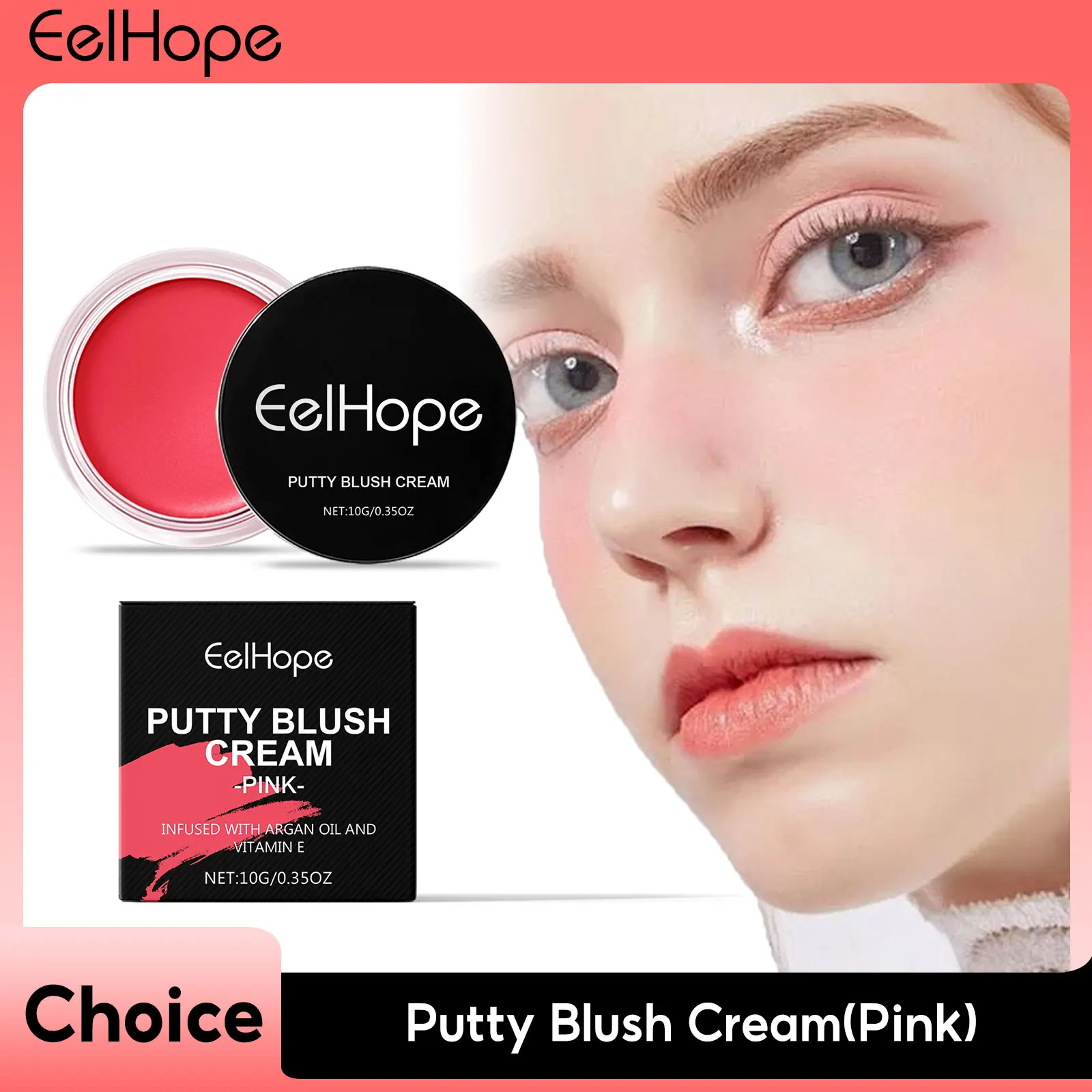 Pink Matte Face Blusher Cream Moisturizing High Pigment Monochromatic Long Lasting Nourish Silky Texture Makeup Rouge Cosmetics