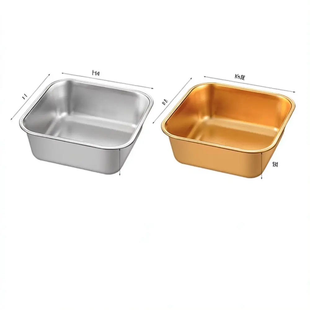 Elegant Square Stainless Steel Serving Plate Gold Metal Tray With Cover Multi Purpose Kitchenware For Fried Chicken Pastry