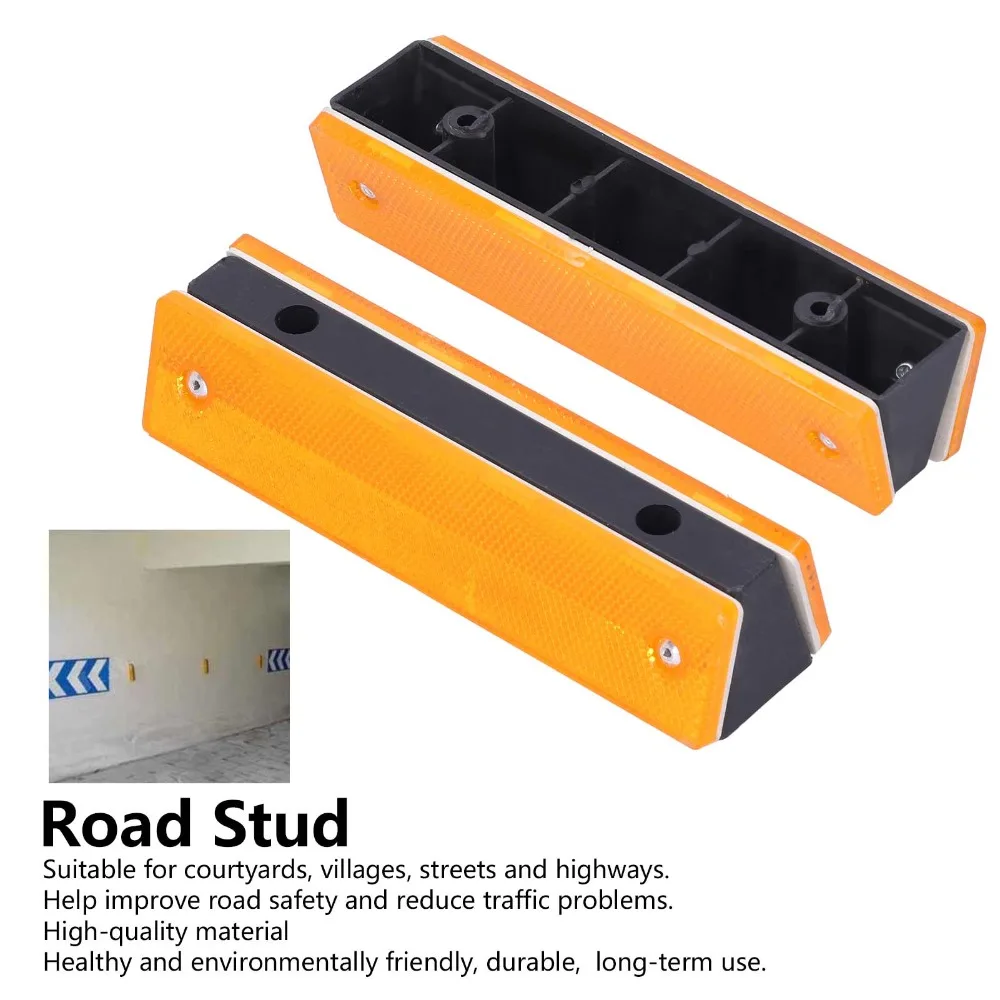 2PCS Durable Orange Reflective Road Plastic Compact Stud Marker Rectangle Highlight Reflective Plastic