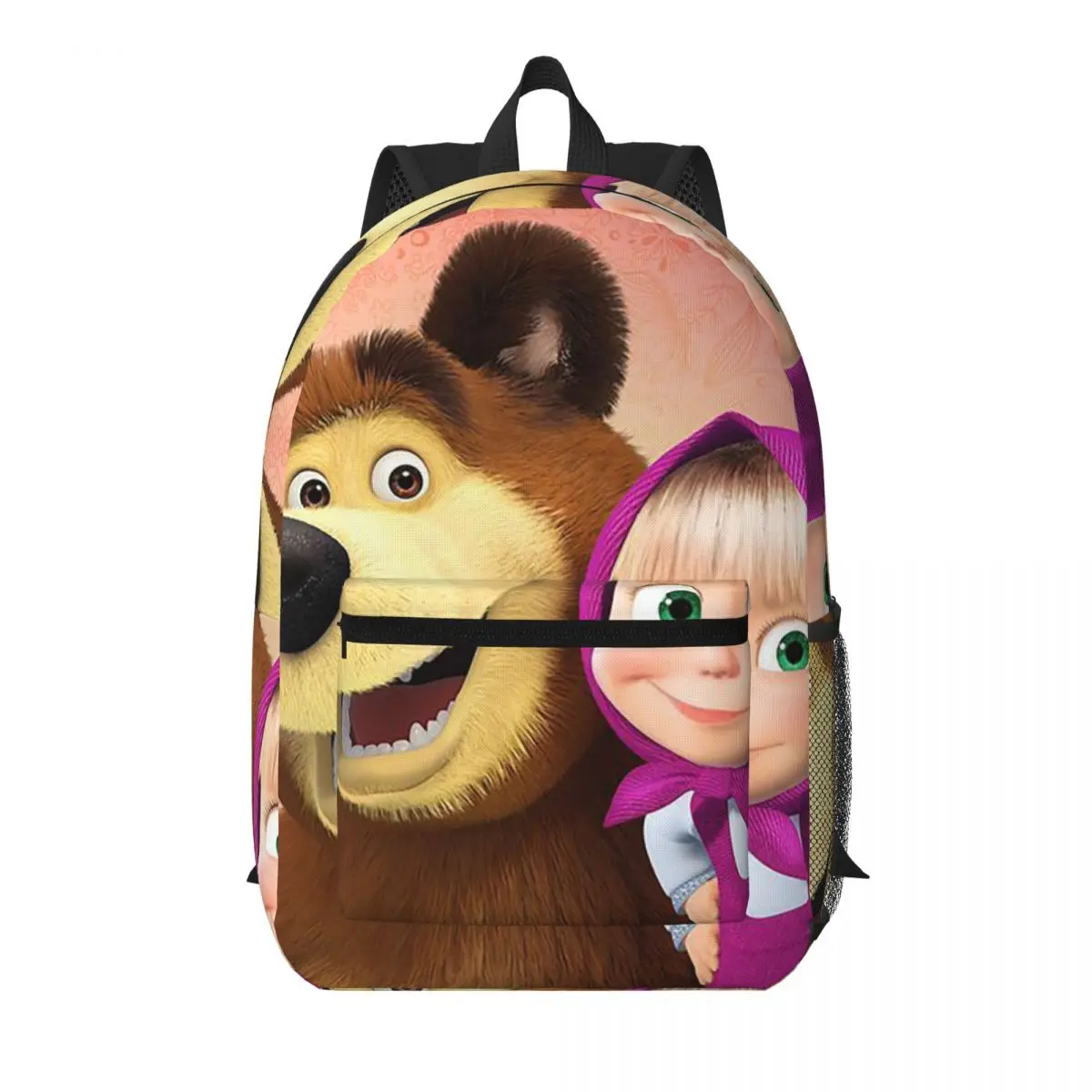 

Cartoon Masha And The Bears Student Backpack School Bag Hiking Travel Daypack for Boys Girls Bookbag Shoulder Bags