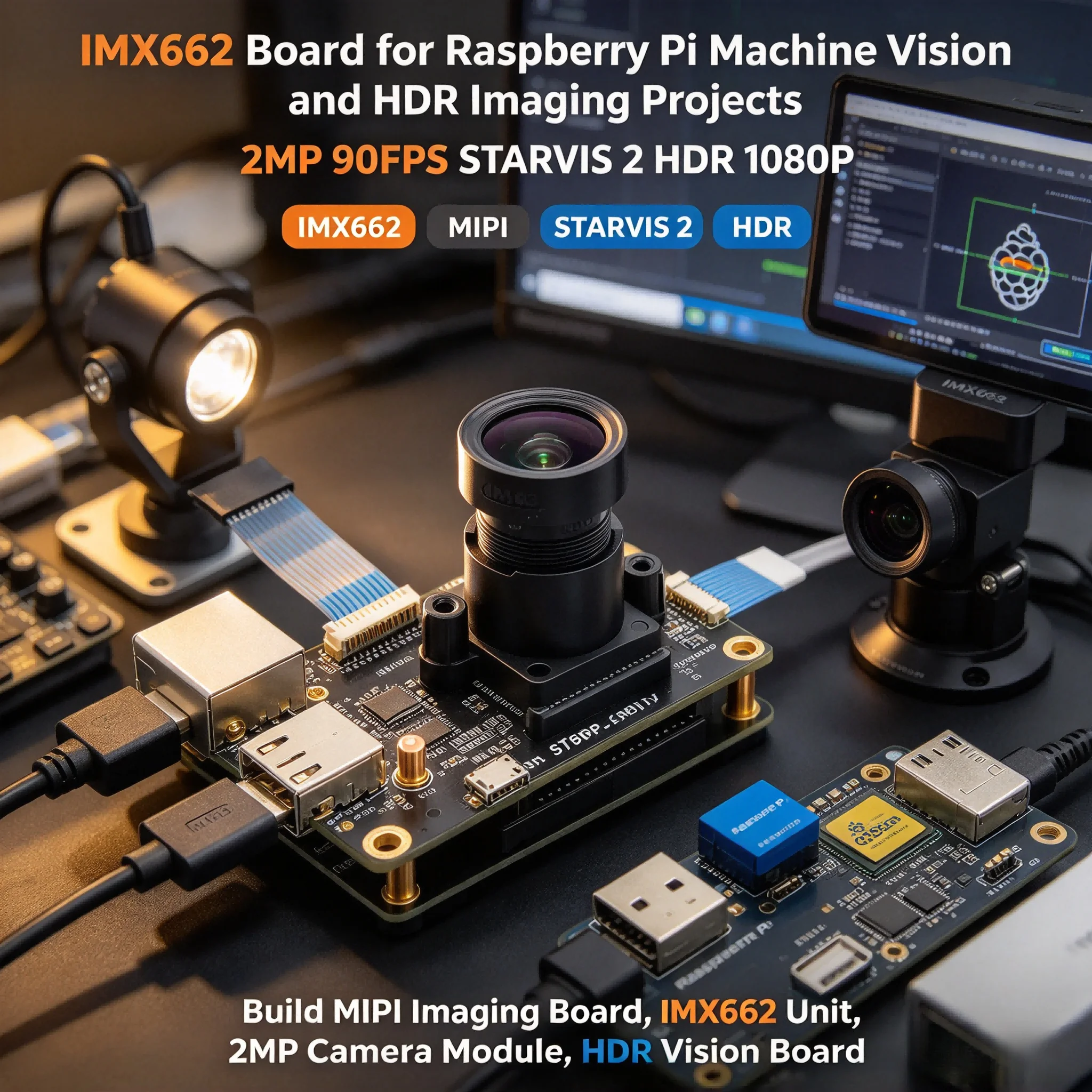 5Pcs IMX662 MIPI Camera Module 2MP 90FPS STARVIS 2 HDR 1080P for Raspberry Pi 2B 4B