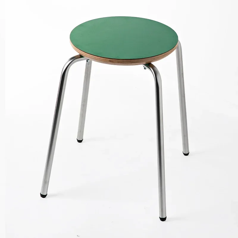 

Medieval ins style Internet celebrity dining stool Small apartment living room stainless steel green makeup stool Wooden retro