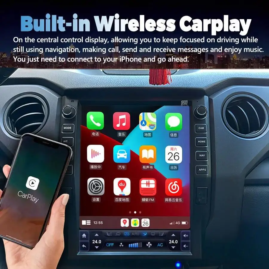 13inch Android14 Smart Screen Car Radio For Toyota Tundra 2014-2021 GPS Carplay Car Multimedia Video Player Stereo Navi HeadUnit