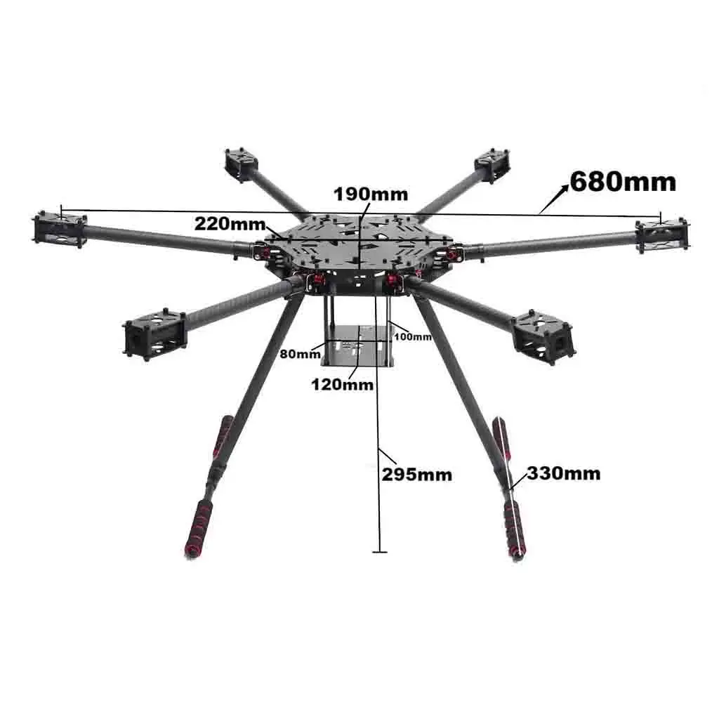 Bcube fpv f680 fibra de carbono completa zd 680 hexa-rotor quadro braço dobrável hexacopter kit quadro com trem de pouso inflamável para rc