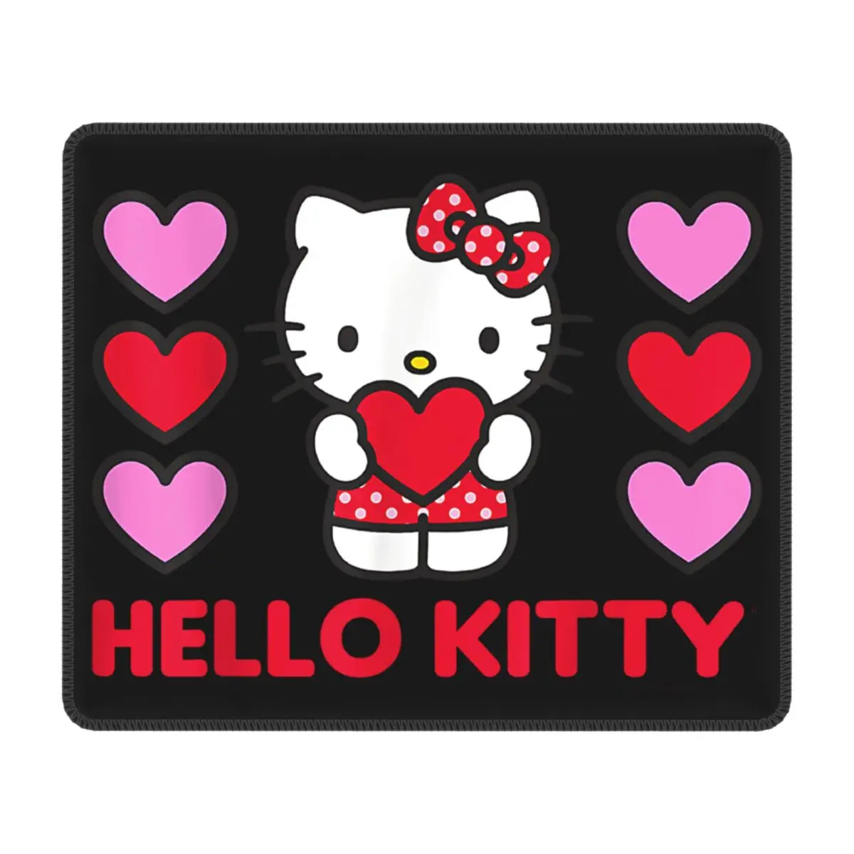 Custom PC Gamer Mouse Pad Non-Slip Rubber Base Hello Kitty Valentine Hearts Mousepad Office Computer Mat