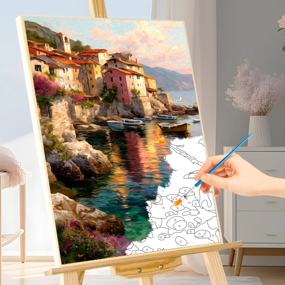 

GATYZTORY Painting Paints By Numbers Landscape Crafts Drawing On Canvas Picture Drawing Gift Handiwork Decorative Color Markers