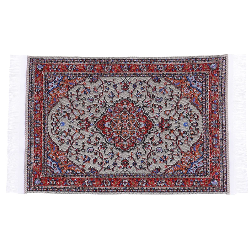Mini alfombra de estilo turco para casa de muñecas, tapete Floral para Decoración de casa de juegos, revestimientos de suelo, alfombra de tejido en miniatura, accesorios para muñecas, 1:12
