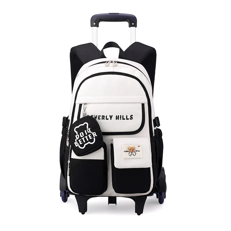 Rolling School Bags for Girls Backpack Children Waterproof School Backpacks with Wheels Middle School Trolley Luggage Back Pack