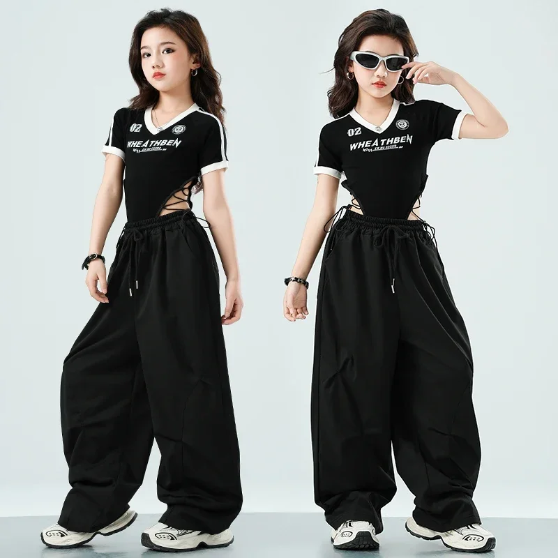 Teenager Hip Hop Kleidung Mädchen K-pop Crop Top Street Dance Cargo Hosen Kinder Streetwear Kinder Jazz Cheerleader Kleidung Set