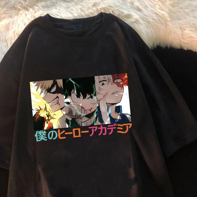 

Женская хлопковая футболка с принтом My Hero Academy Anime Tirts oto Todoroki Baku, повседневная уличная одежда для женщин