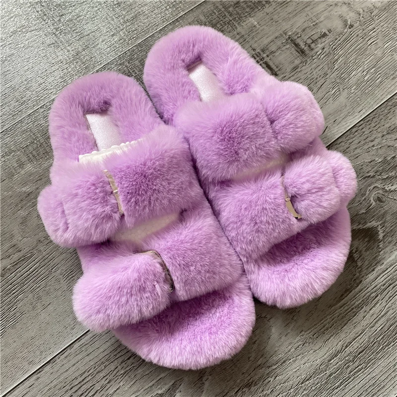 Women Furry Ladies Fur Luxury Fluffy Plush Slipper House Soft Fuzzy Platform Indoor Casual Winter Home Warm High Heels Female