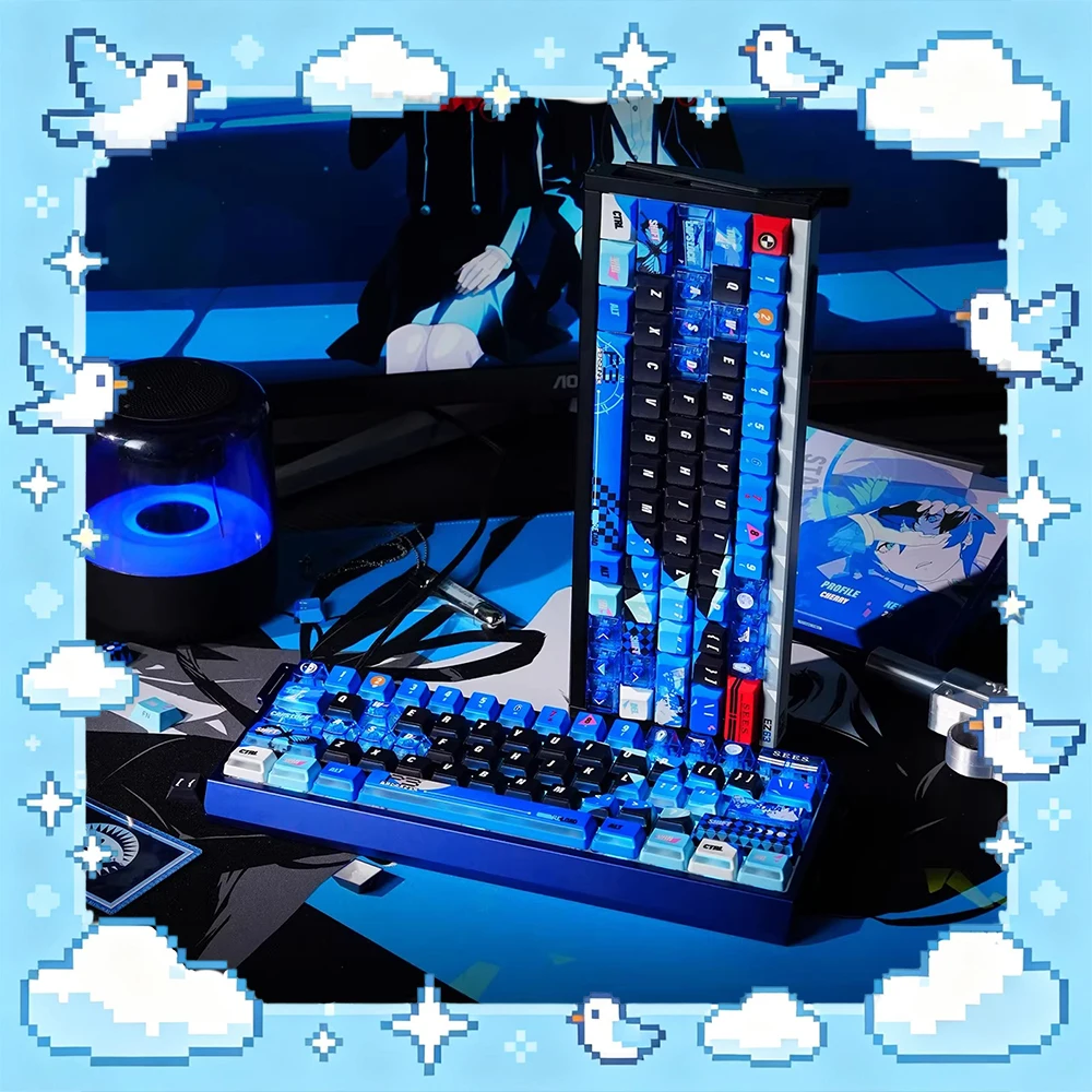 TITANNATION Persona P3R PC Keycaps Pbt Thermally Sublimates Blue Keyboard Keycaps Nuclear Power Side Penetration PC Accessories