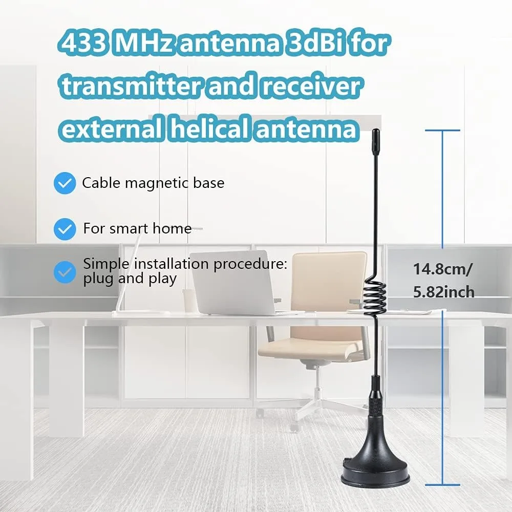 433 MHz Antenne 3 dBi SMA-Stecker 3 m RG174-Kabel Magnetfuß Omnidirektion für Raspberry Pi NFC GSM ISM CUL USB CCU3 CCU2 CC1101 – Detail 5