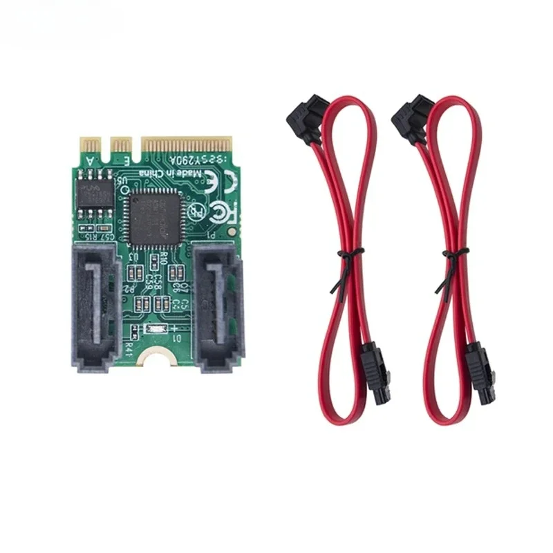 M2 A+E Key To Dual Port SATA3.0 Expansion Card PCle 3.0 KEY A+E WIFI M.2 To SATA for NGFF 2230 SSD Adapter Cards for PC Computer