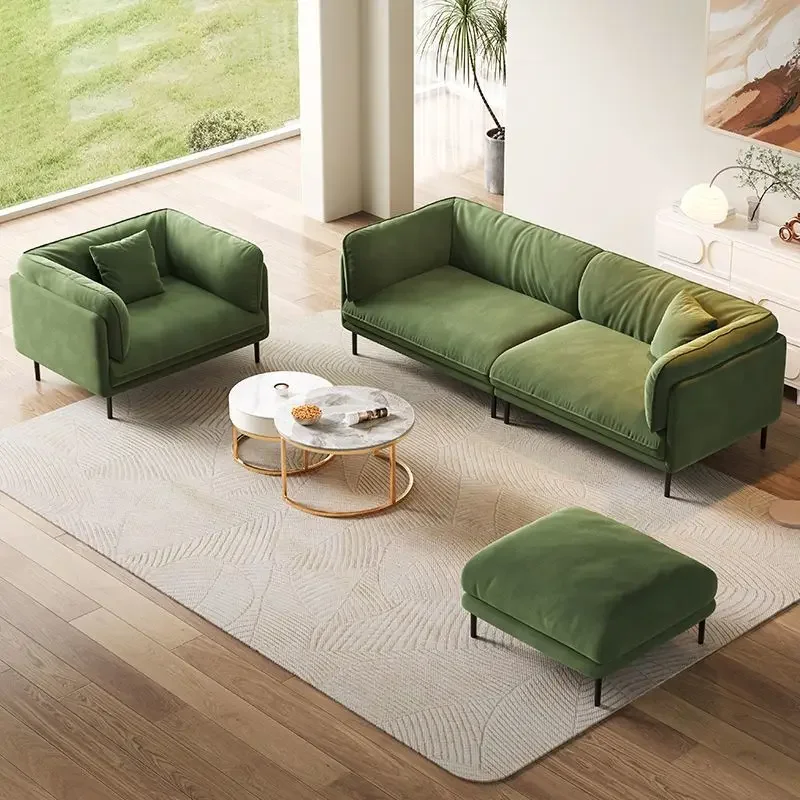 Italian simple sofa small apartment green cream wind detachable fabric sofa online celebrity sofa for two and three.