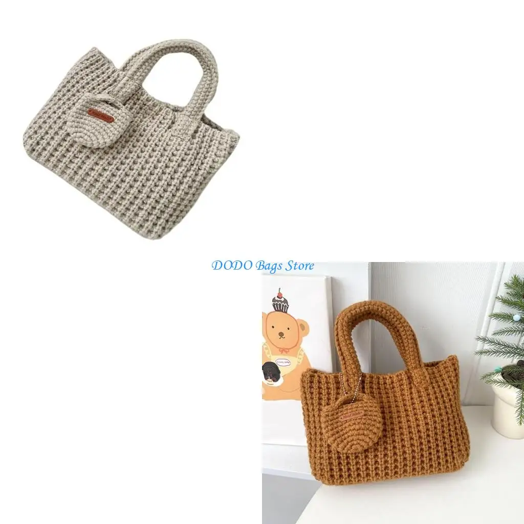 

E8FB Crochet Bag Мягкая сумочка Стильная верхняя ручка сумки для модных людей