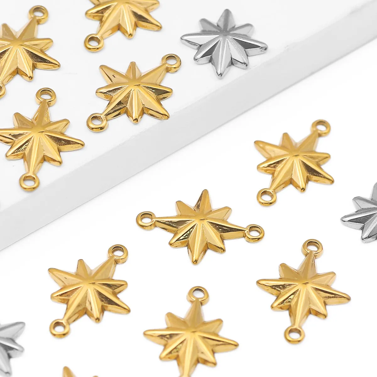 

17.5mm Stainless Steel Double-Hanging Hydraulic Hexagram Gold/Silver Handmade DIY for Jewelry Making Earrings Studs Accessories