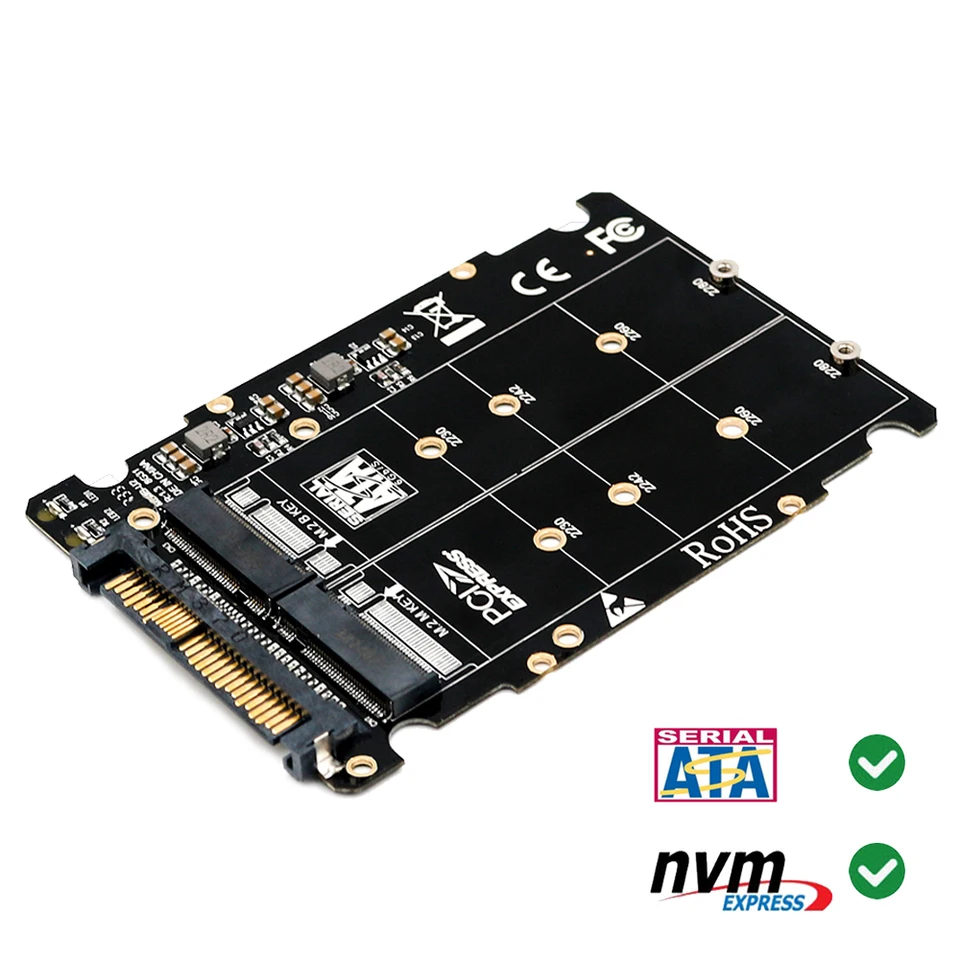 M.2 SSD - U.2 アダプター 2in1 M.2 NVMe および SATA バス NGFF SSD